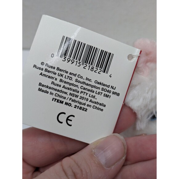 Russ Berrie CHESHIRE White Cat Plush LuvPets Blue Eyes Pink Bow NWT HTF Rare - Picture 4 of 8